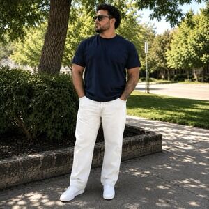 Faherty Mens Off  White  Jeans Soft Organic Cotton Jeans Size Actual 37" Tag 36"